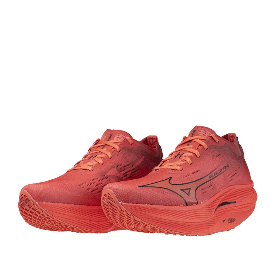 Mizuno Unisex Wave Rebellion Pro 2 Laufschuhe in Dubarry/Schwarz/Preiselbeere SS24