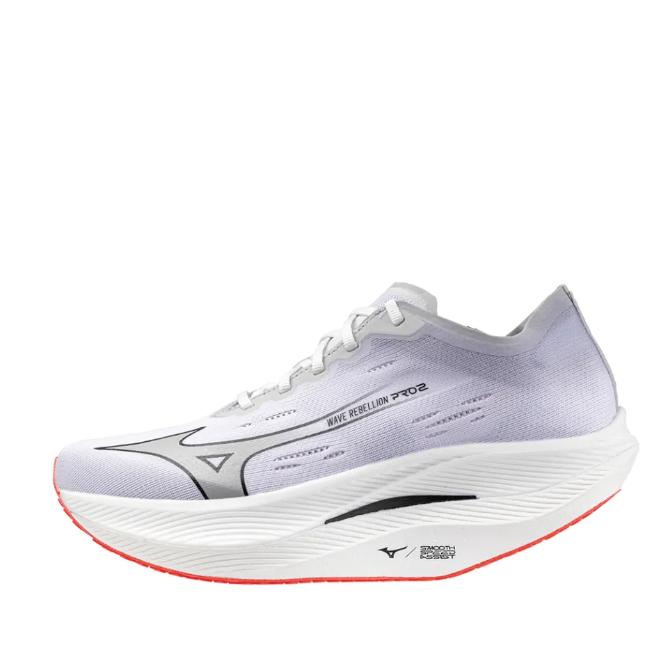 Mizuno Damen Wave Rebellion Pro 2 Laufschuhe in Weiß/Hafennebel/Cayenne SS24