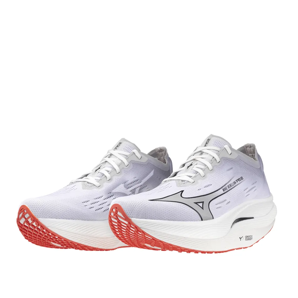 Mizuno Damen Wave Rebellion Pro 2 Laufschuhe in Weiß/Hafennebel/Cayenne SS24