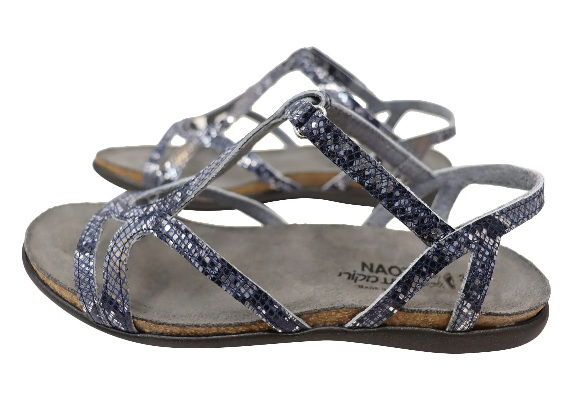 Naot Dorith Damen Komfortable gepolsterte flache Ledersandalen mit Unterstützung Naot Schuhe