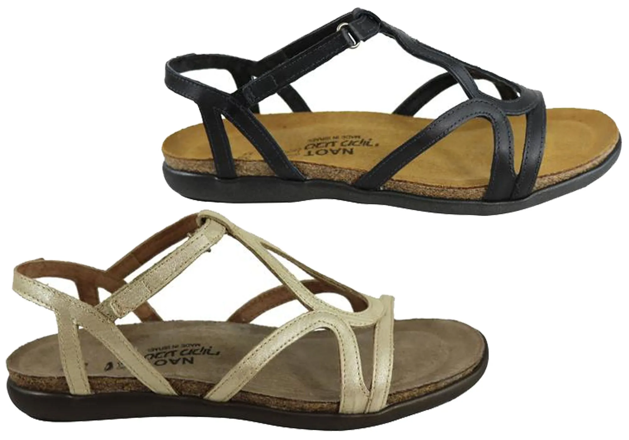 Naot Dorith Damen Komfortable gepolsterte flache Ledersandalen mit Unterstützung Naot Schuhe