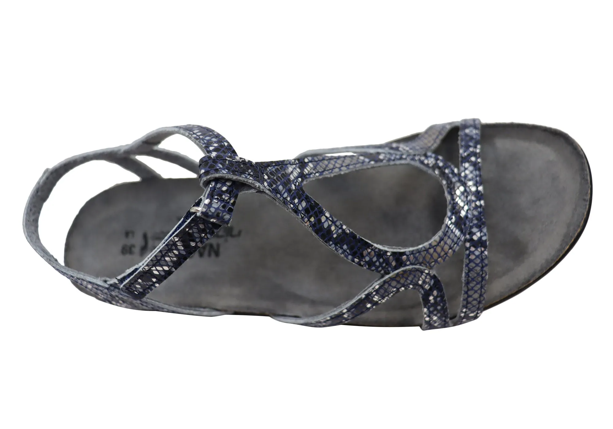 Naot Dorith Damen Komfortable gepolsterte flache Ledersandalen mit Unterstützung Naot Schuhe