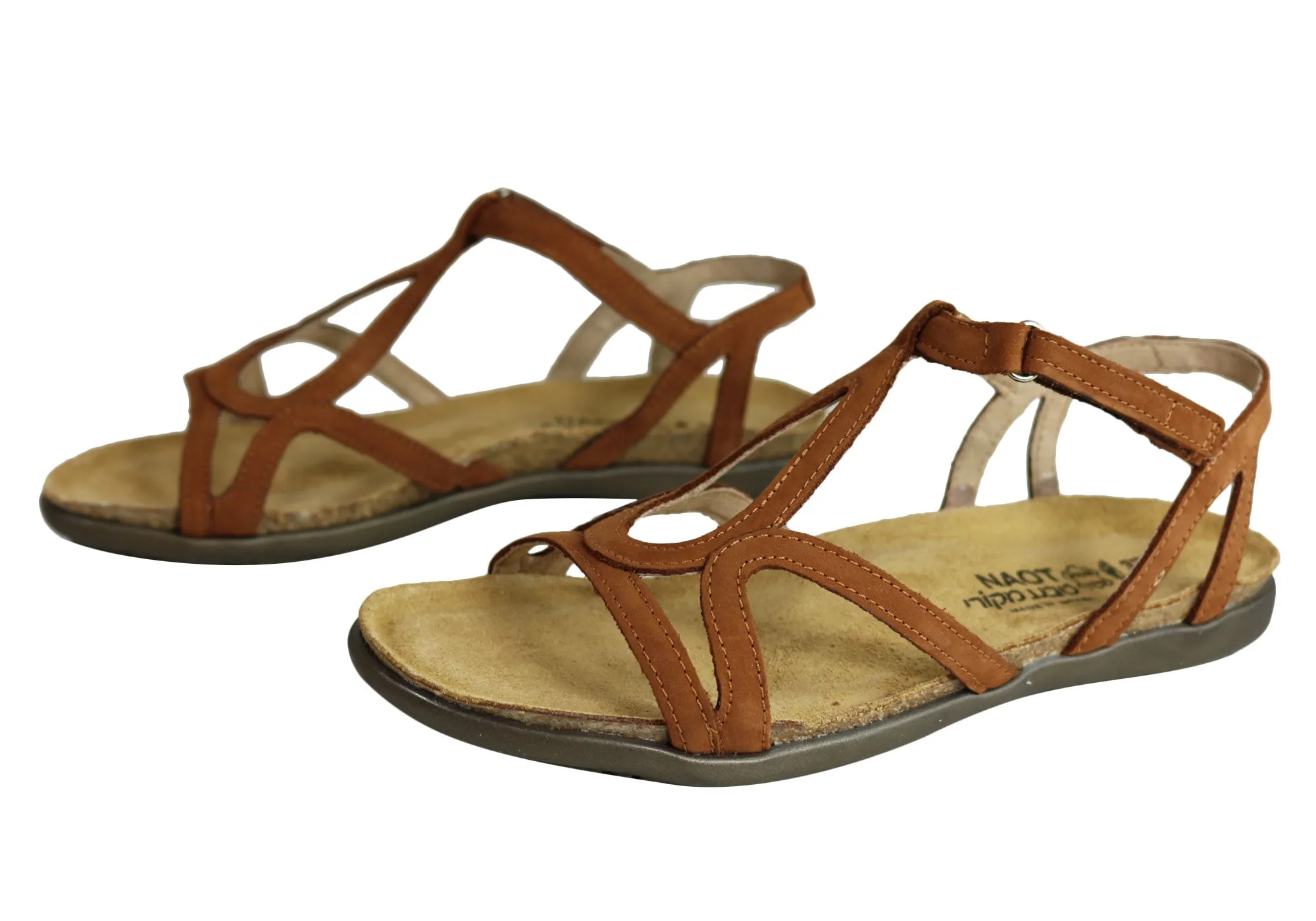 Naot Dorith Damen Komfortable gepolsterte flache Ledersandalen mit Unterstützung Naot Schuhe