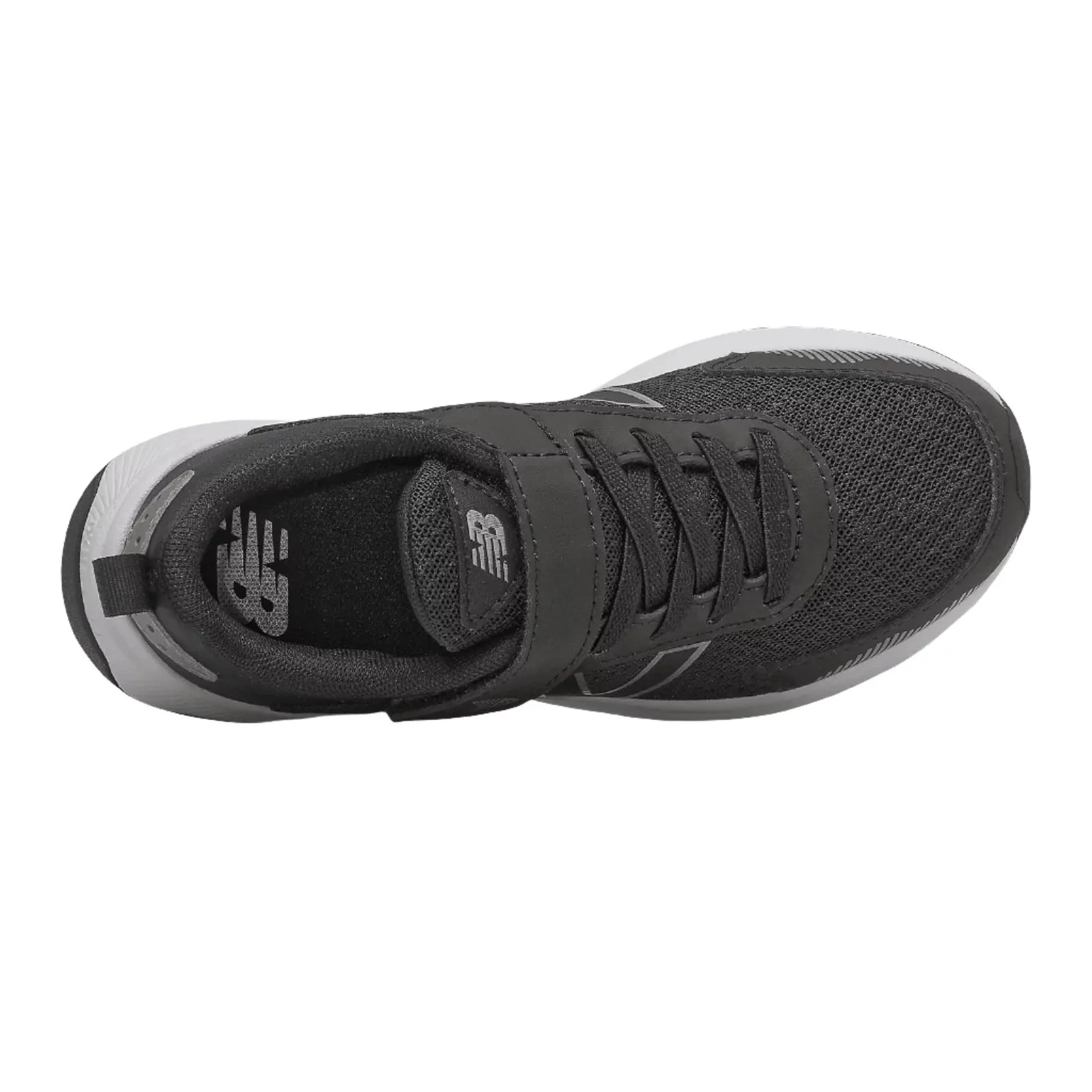New Balance Schuhe Kinder Dynasoft PT545BO1 mit Bungee-Schnürung und Riemchen Schwarz/Weiß/Silber Metallic (10,5c-3J)