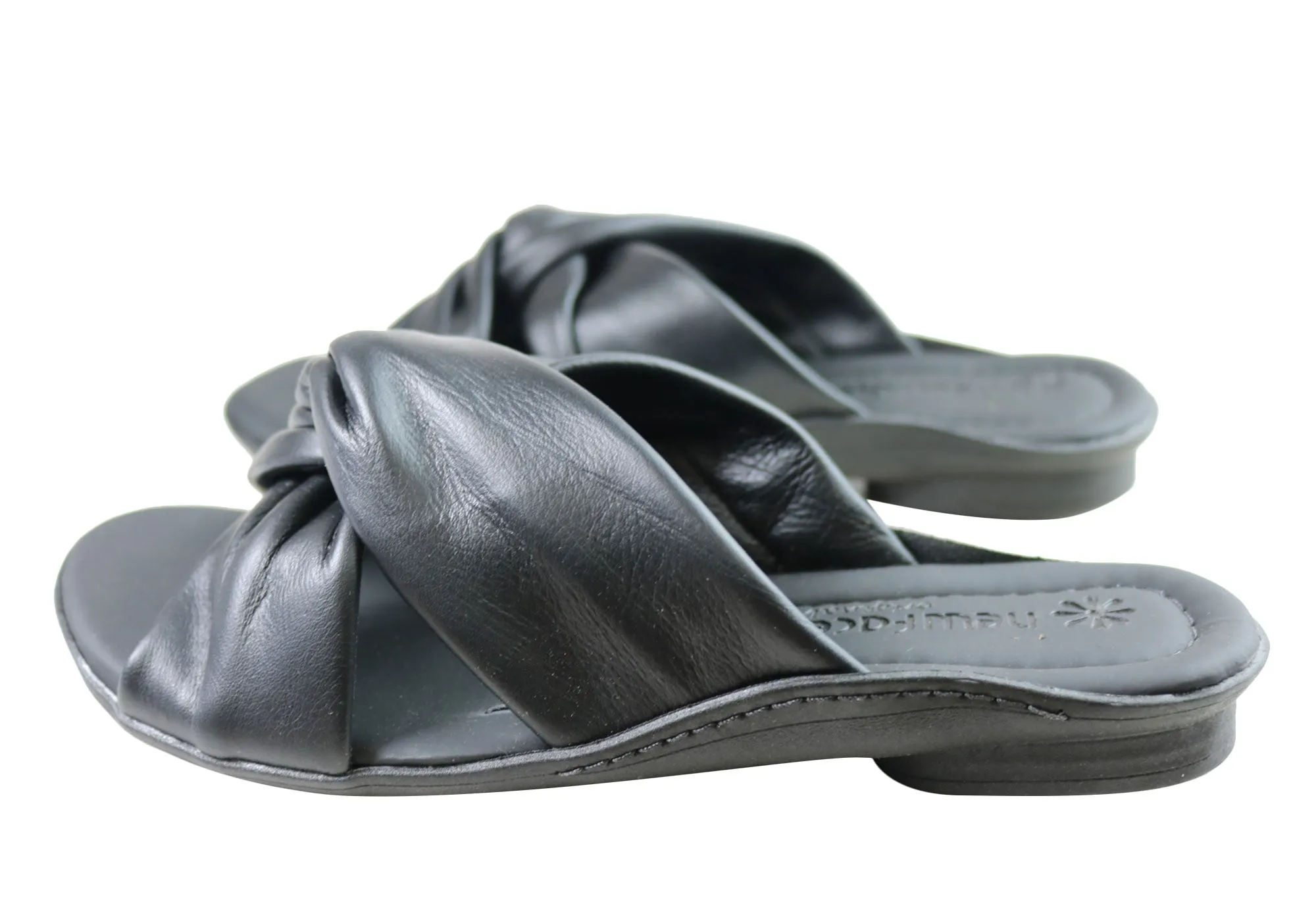 New Face Angie Damen Comfort Leder Slides Sandalen Hergestellt in Brasilien New Face Schuhe
