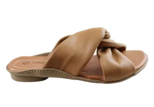New Face Angie Damen Comfort Leder Slides Sandalen Hergestellt in Brasilien New Face Schuhe