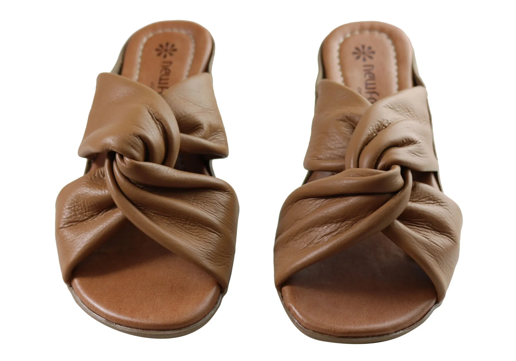 New Face Angie Damen Comfort Leder Slides Sandalen Hergestellt in Brasilien New Face Schuhe