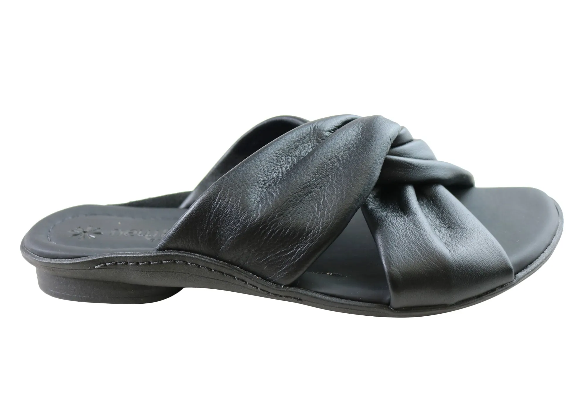 New Face Angie Damen Comfort Leder Slides Sandalen Hergestellt in Brasilien New Face Schuhe