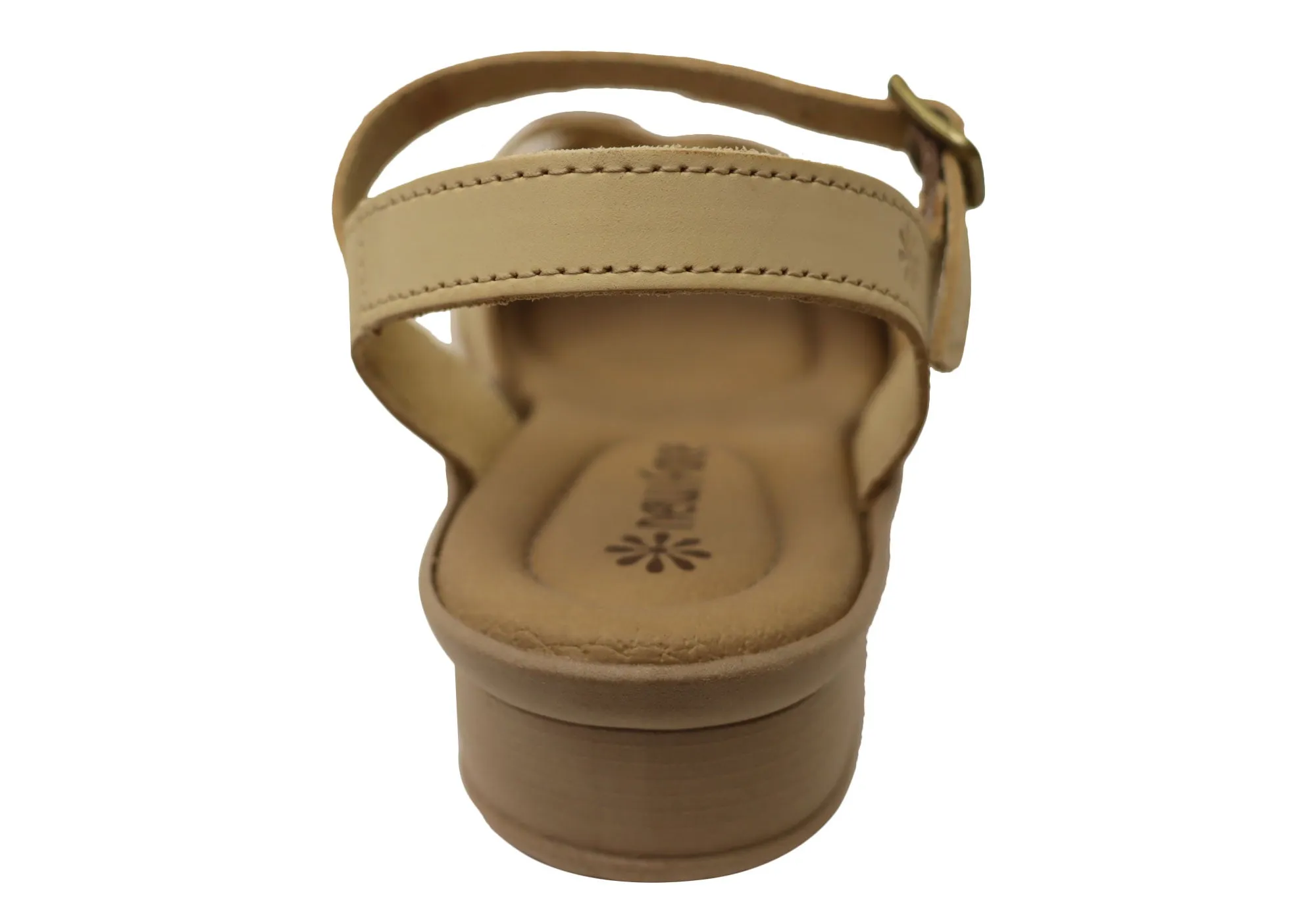 Neues Gesicht Arla Damen Brasilianische Bequeme Leder Sandalen mit Niedrigem Absatz Neue Gesicht Schuhe