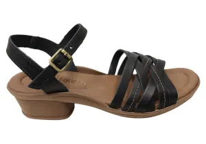 Neues Gesicht Arla Damen Brasilianische Bequeme Leder Sandalen mit Niedrigem Absatz Neue Gesicht Schuhe