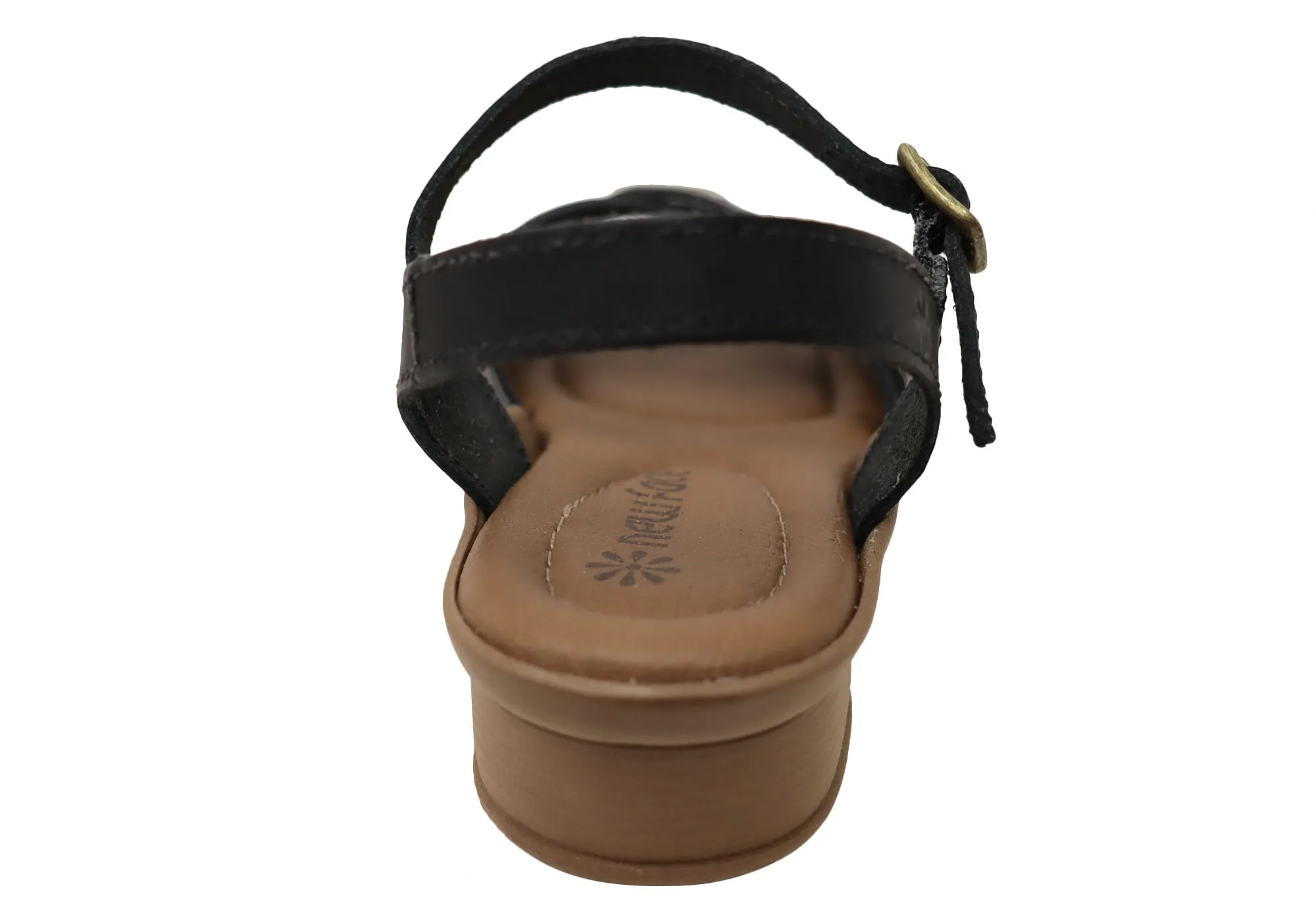 Neues Gesicht Arla Damen Brasilianische Bequeme Leder Sandalen mit Niedrigem Absatz Neue Gesicht Schuhe