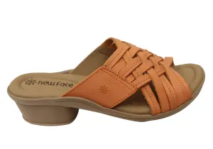 New Face Bella Damen Bequeme Leder-Sandalen mit niedrigem Absatz New Face Schuhe