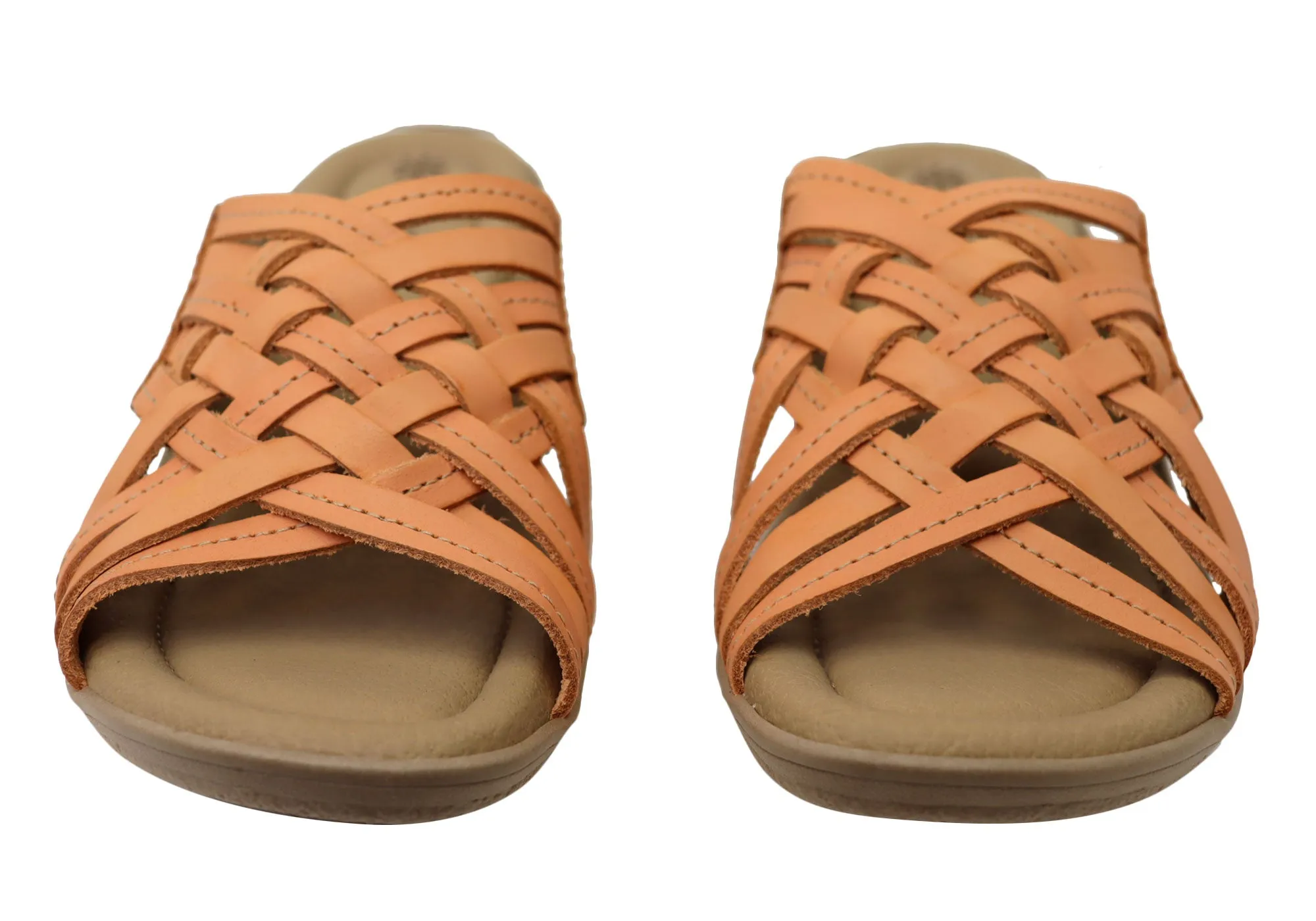 New Face Bella Damen Bequeme Leder-Sandalen mit niedrigem Absatz New Face Schuhe