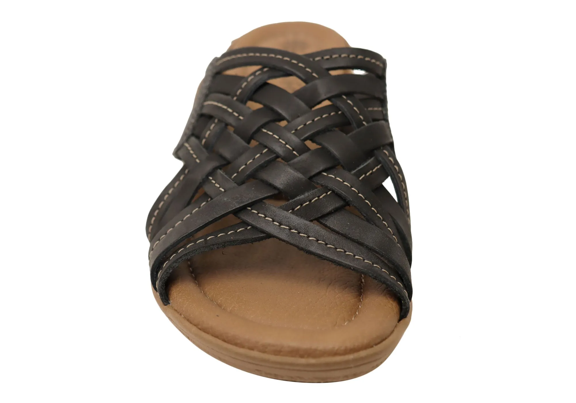 New Face Bella Damen Bequeme Leder-Sandalen mit niedrigem Absatz New Face Schuhe