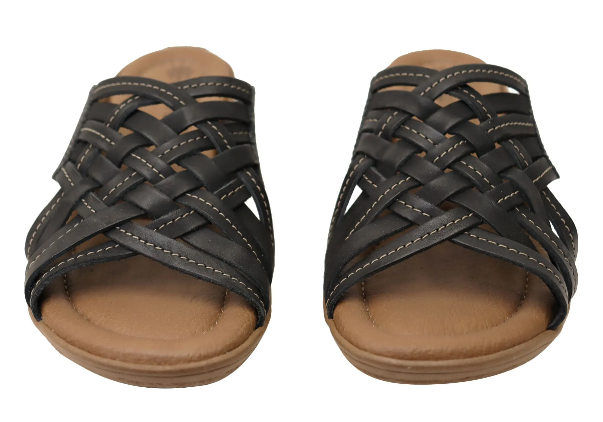 New Face Bella Damen Bequeme Leder-Sandalen mit niedrigem Absatz New Face Schuhe