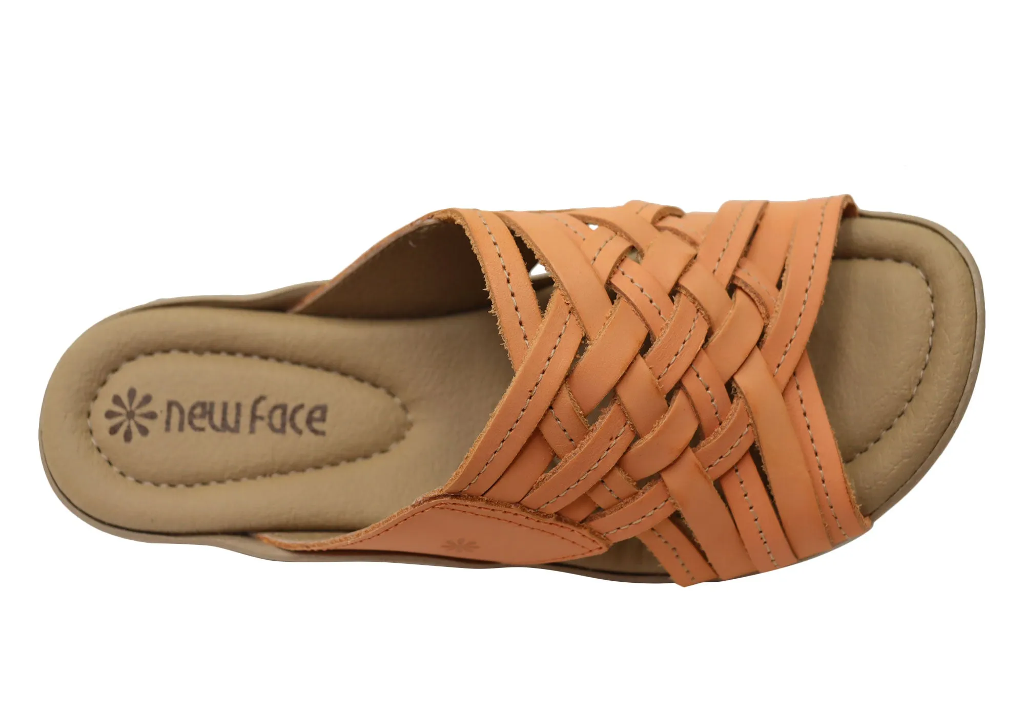 New Face Bella Damen Bequeme Leder-Sandalen mit niedrigem Absatz New Face Schuhe