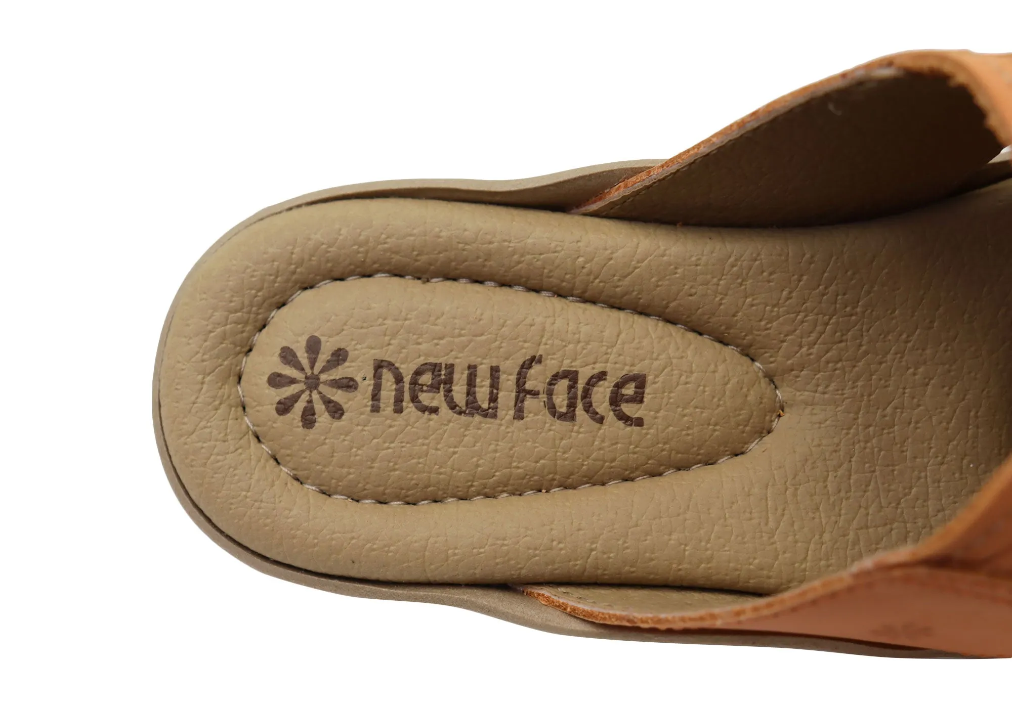 New Face Bella Damen Bequeme Leder-Sandalen mit niedrigem Absatz New Face Schuhe