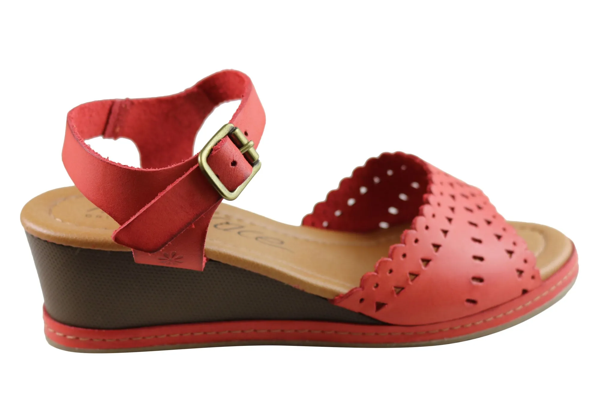New Face Dorita Damen Keilabsatz-Sandalen aus Leder, hergestellt in Brasilien, New Face Schuhe