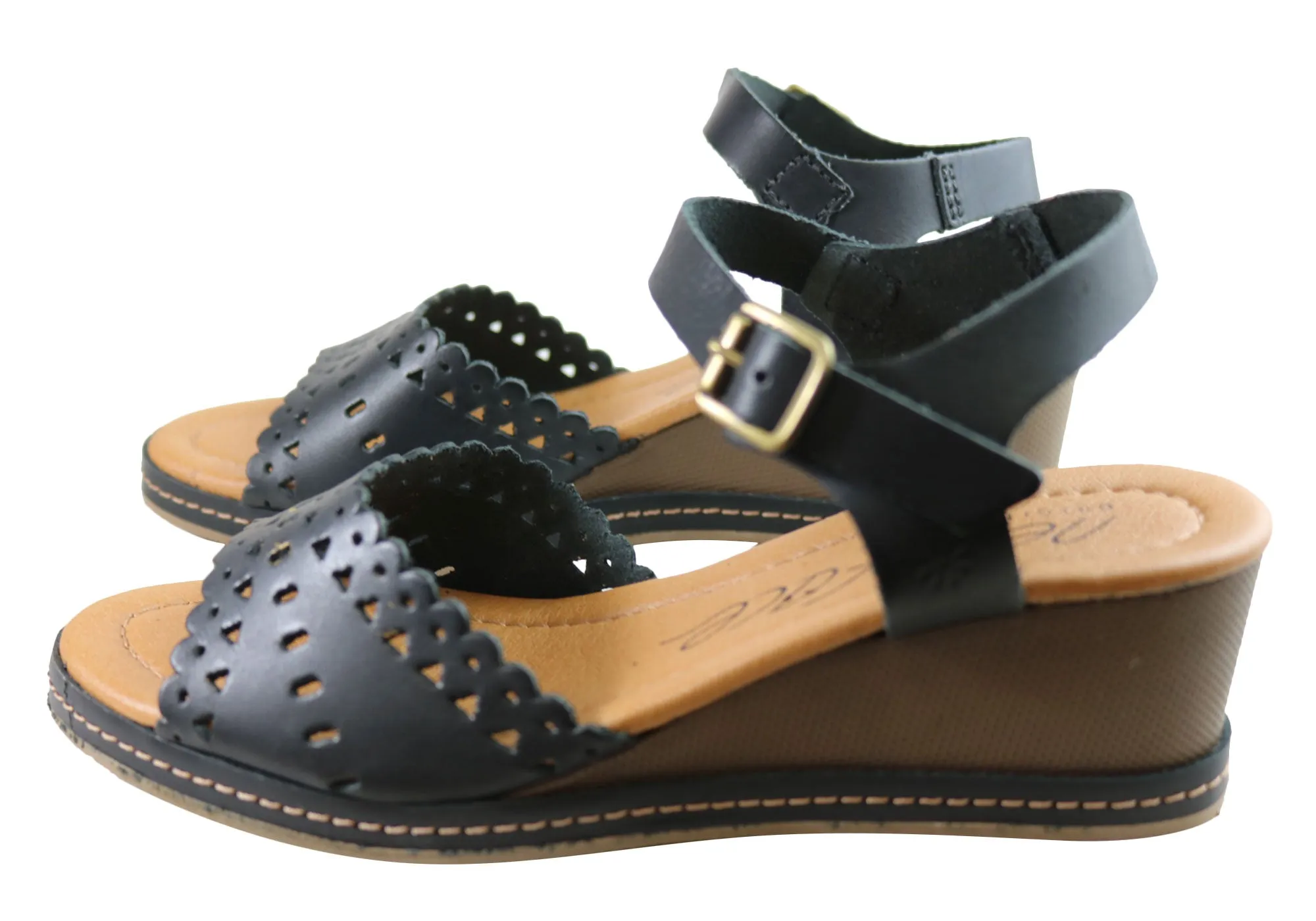 New Face Dorita Damen Keilabsatz-Sandalen aus Leder, hergestellt in Brasilien, New Face Schuhe