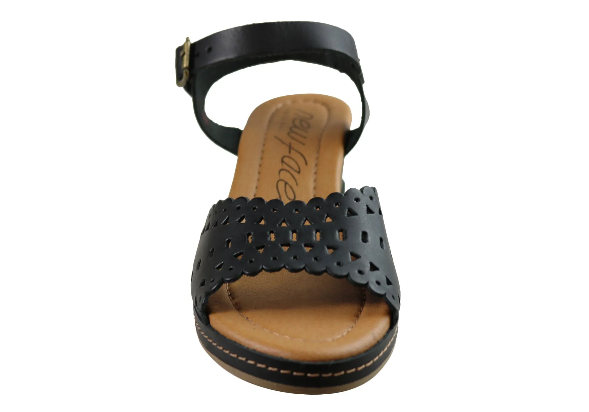 New Face Dorita Damen Keilabsatz-Sandalen aus Leder, hergestellt in Brasilien, New Face Schuhe