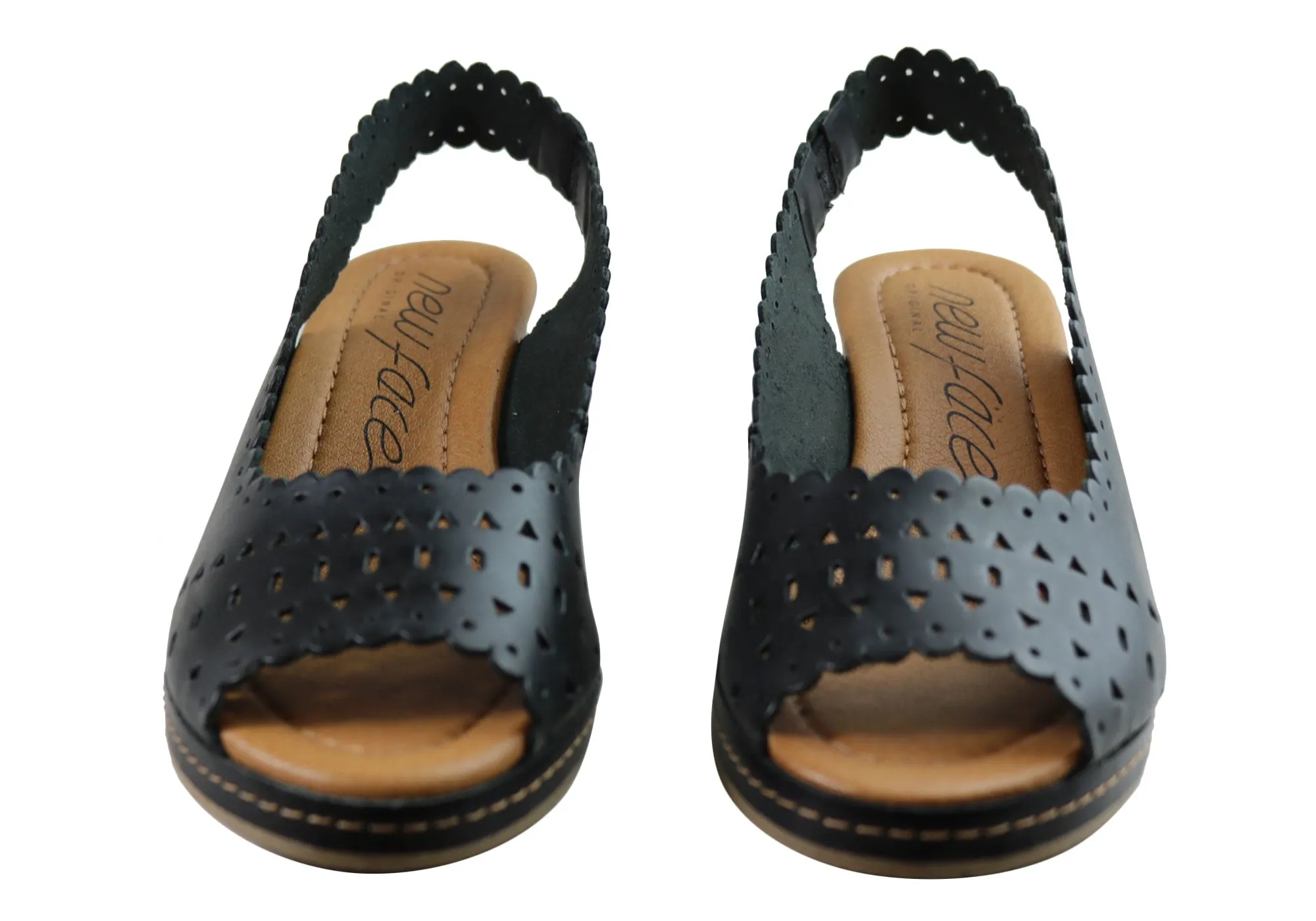 New Face Emberly Damen Keilabsatz-Sandalen aus Leder, hergestellt in Brasilien, New Face Schuhe