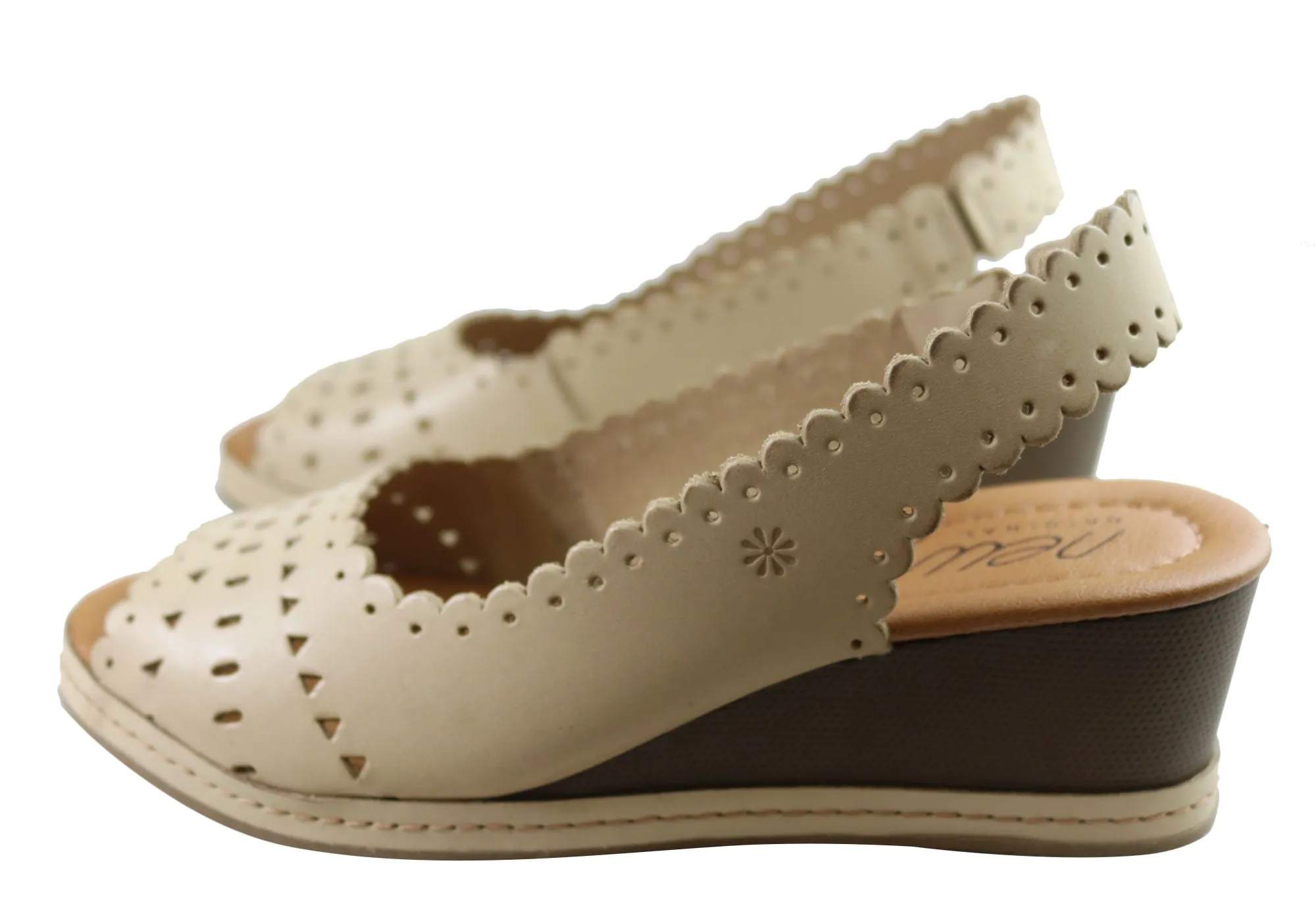 New Face Emberly Damen Keilabsatz-Sandalen aus Leder, hergestellt in Brasilien, New Face Schuhe