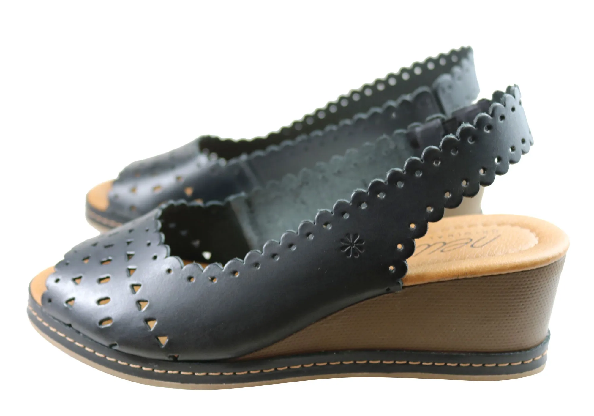New Face Emberly Damen Keilabsatz-Sandalen aus Leder, hergestellt in Brasilien, New Face Schuhe