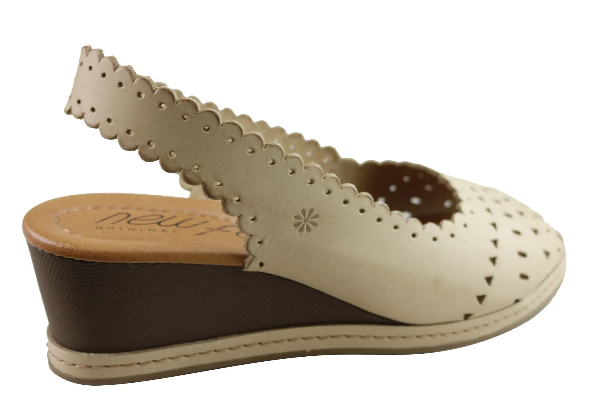 New Face Emberly Damen Keilabsatz-Sandalen aus Leder, hergestellt in Brasilien, New Face Schuhe