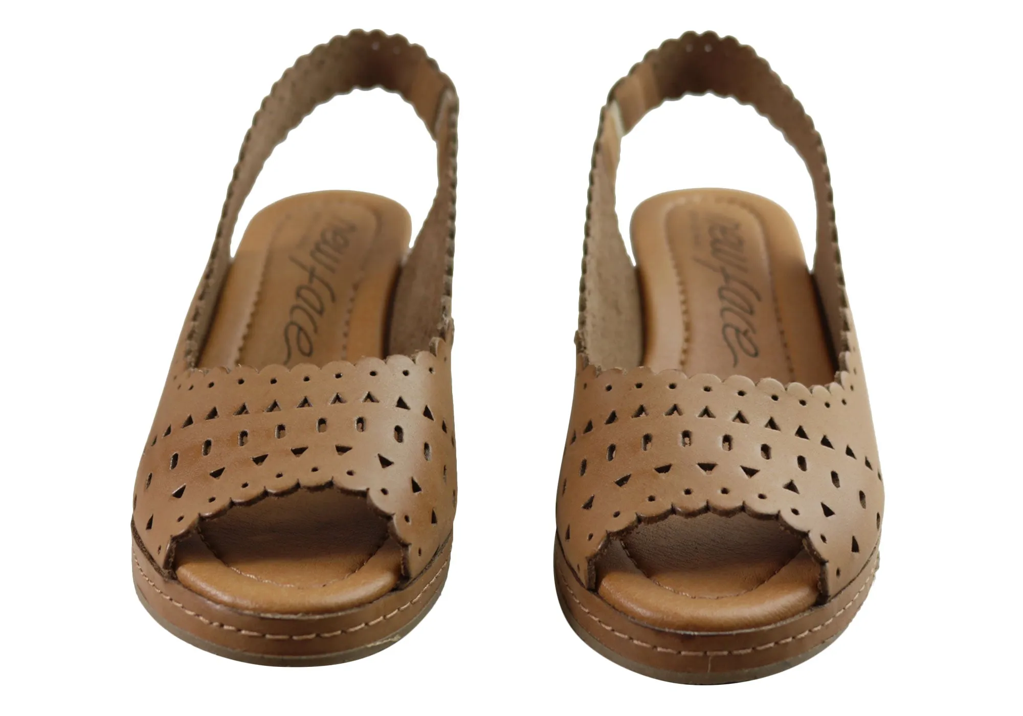 New Face Emberly Damen Keilabsatz-Sandalen aus Leder, hergestellt in Brasilien, New Face Schuhe