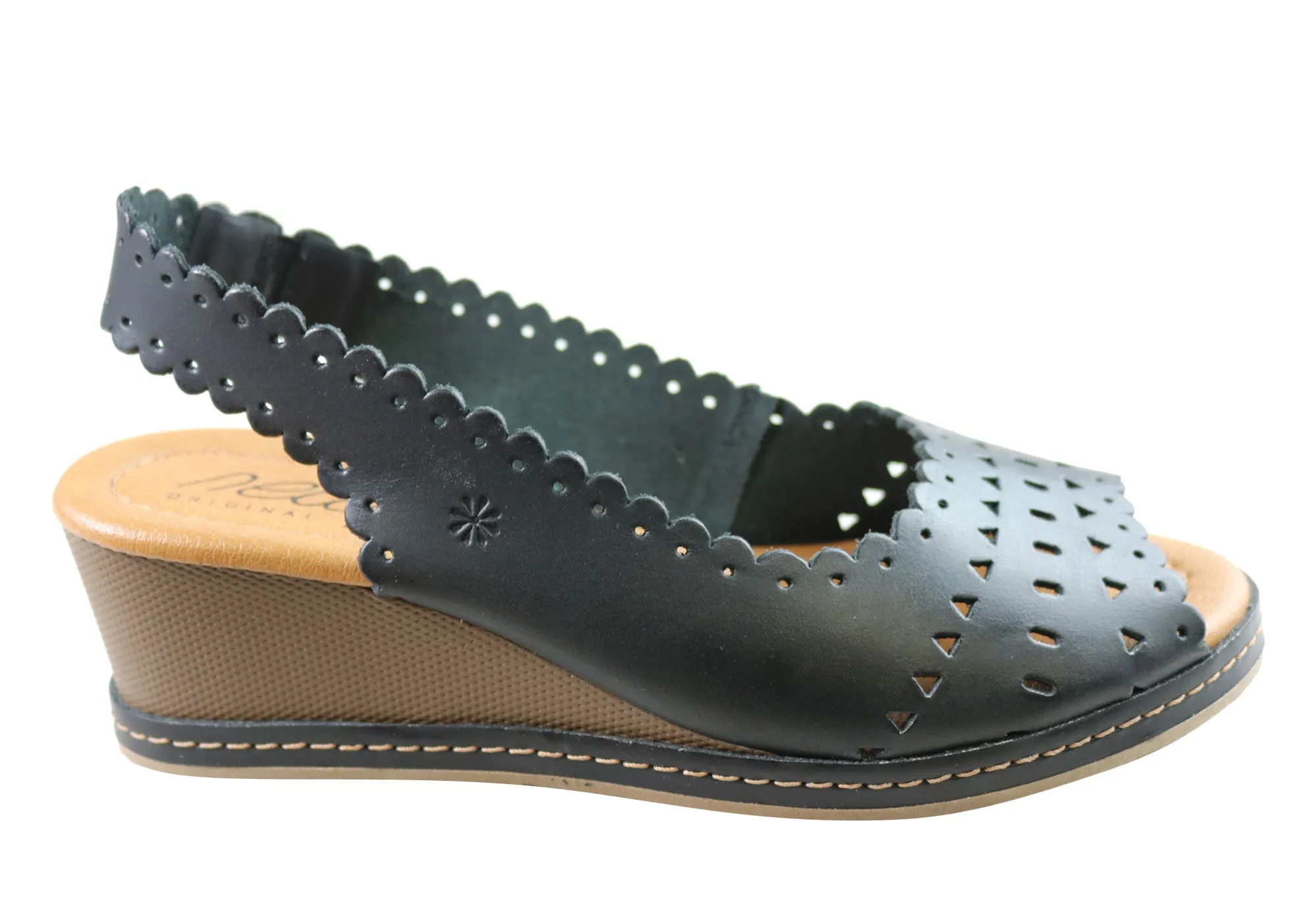 New Face Emberly Damen Keilabsatz-Sandalen aus Leder, hergestellt in Brasilien, New Face Schuhe