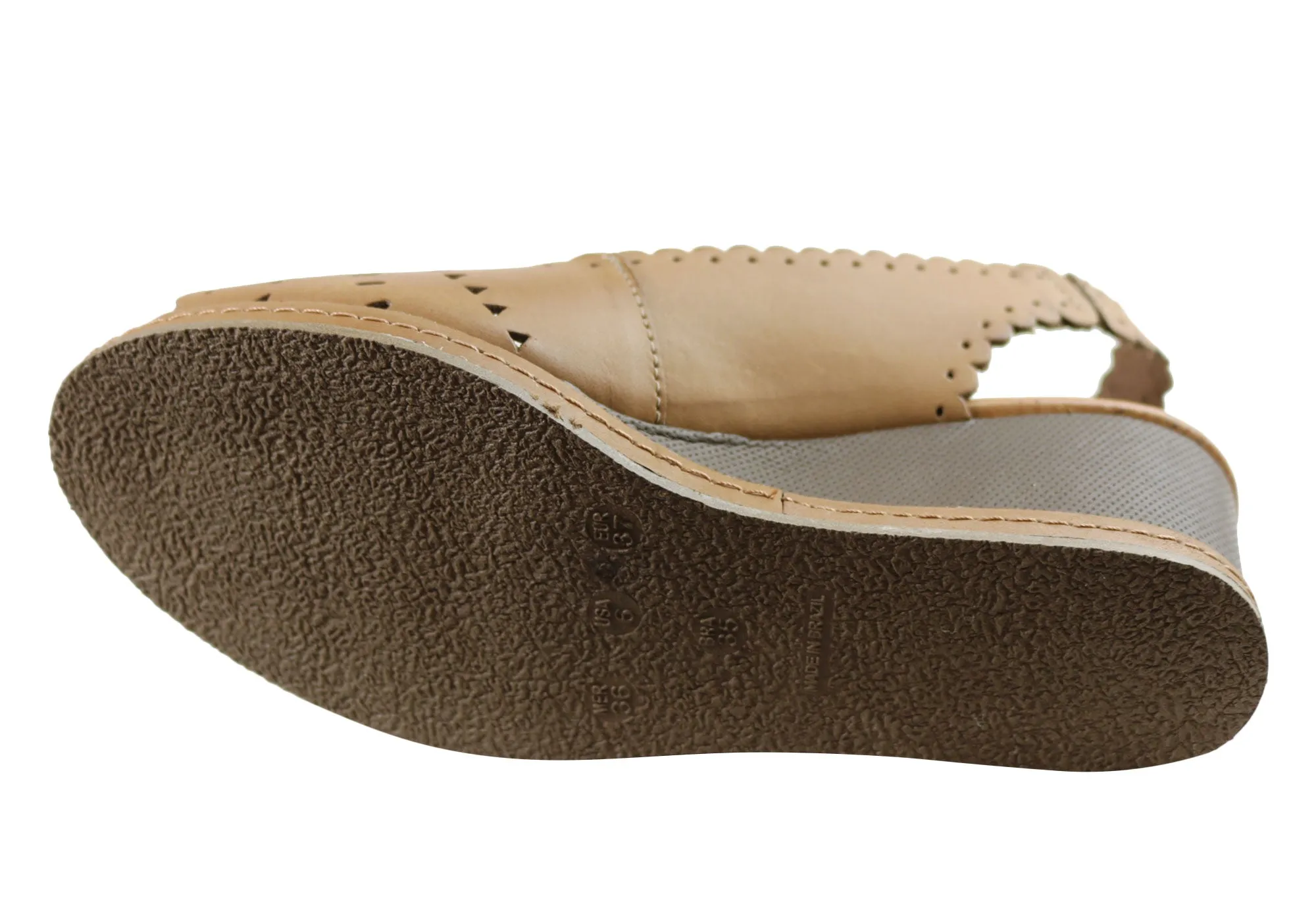 New Face Emberly Damen Keilabsatz-Sandalen aus Leder, hergestellt in Brasilien, New Face Schuhe