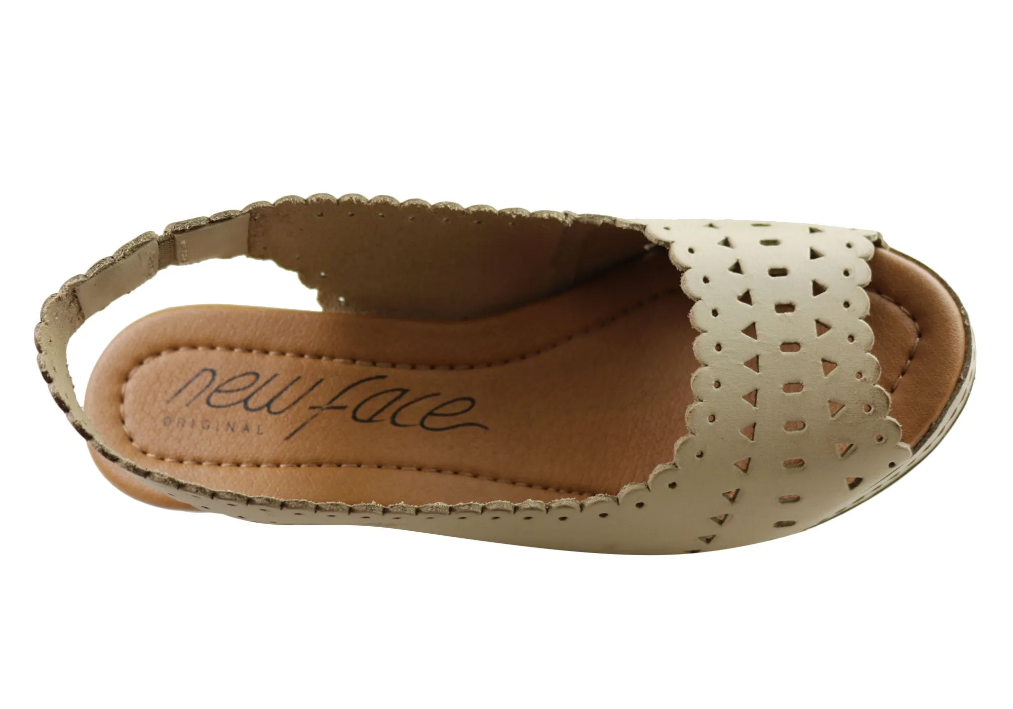 New Face Emberly Damen Keilabsatz-Sandalen aus Leder, hergestellt in Brasilien, New Face Schuhe