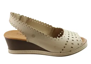 New Face Emberly Damen Keilabsatz-Sandalen aus Leder, hergestellt in Brasilien, New Face Schuhe