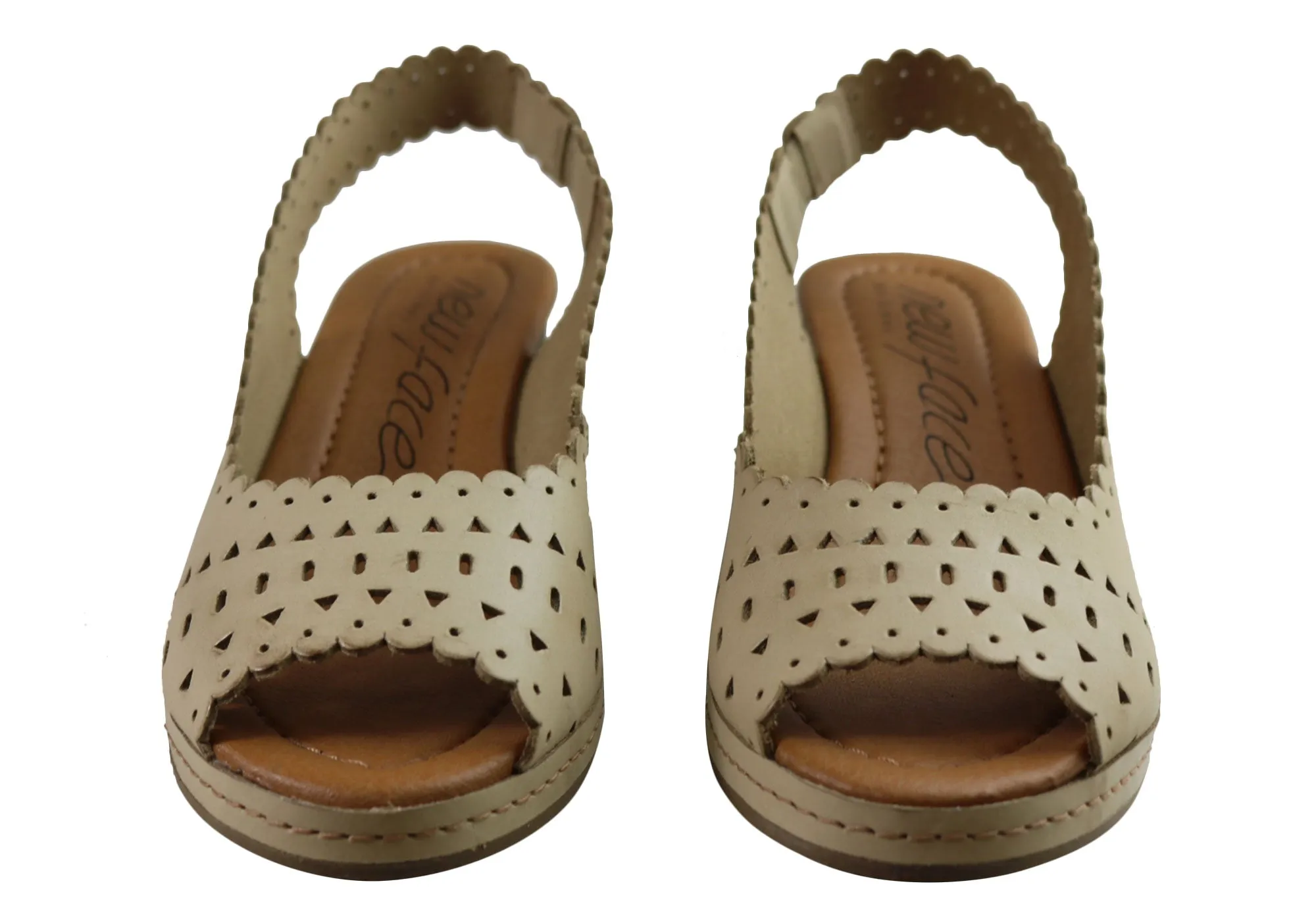 New Face Emberly Damen Keilabsatz-Sandalen aus Leder, hergestellt in Brasilien, New Face Schuhe