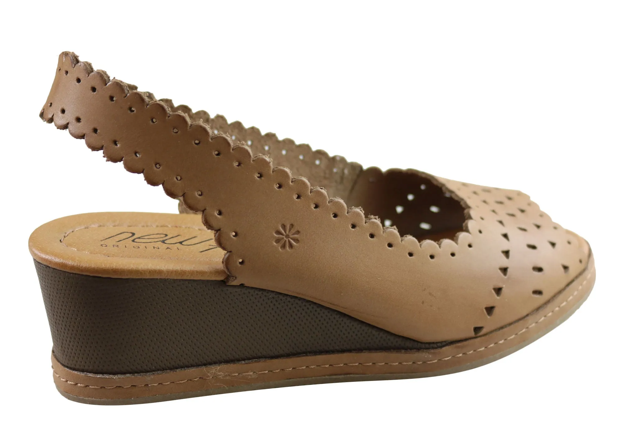 New Face Emberly Damen Keilabsatz-Sandalen aus Leder, hergestellt in Brasilien, New Face Schuhe