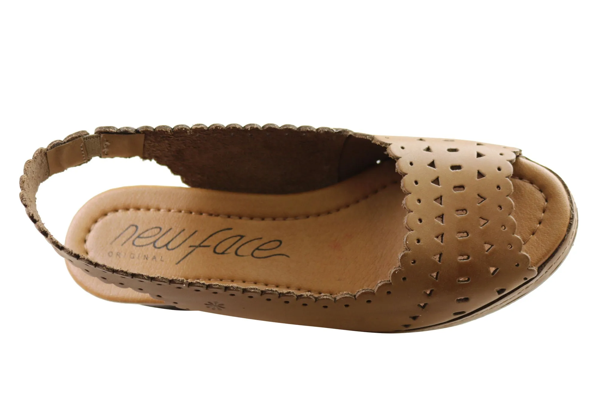 New Face Emberly Damen Keilabsatz-Sandalen aus Leder, hergestellt in Brasilien, New Face Schuhe