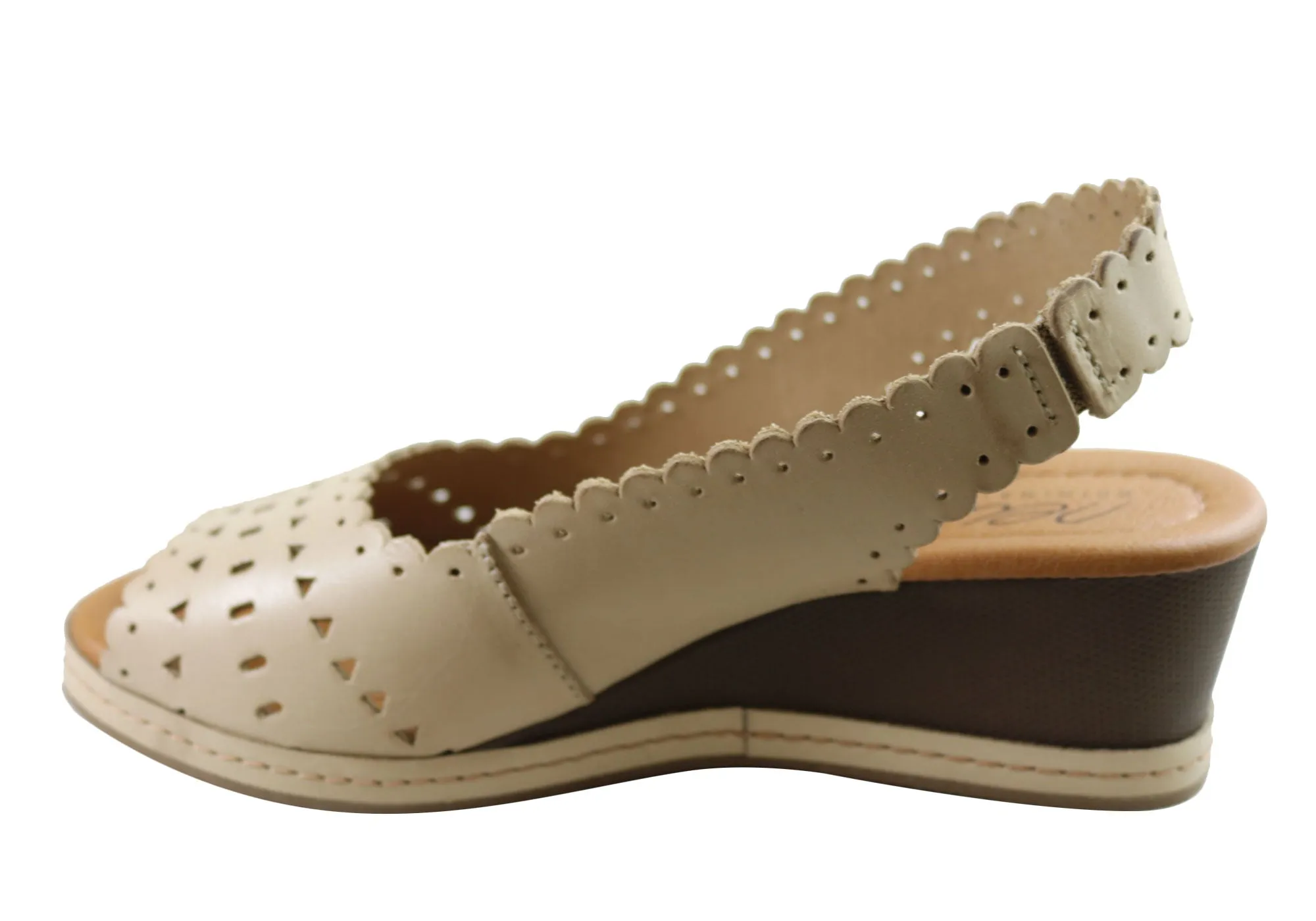 New Face Emberly Damen Keilabsatz-Sandalen aus Leder, hergestellt in Brasilien, New Face Schuhe