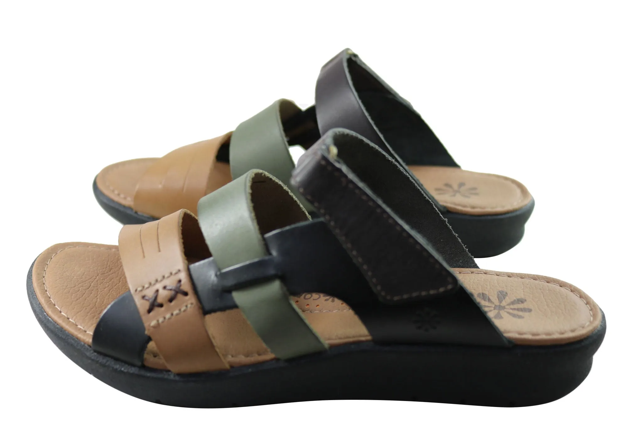 New Face Soma Damen Comfort Leder Slides Sandalen Hergestellt in Brasilien New Face Schuhe