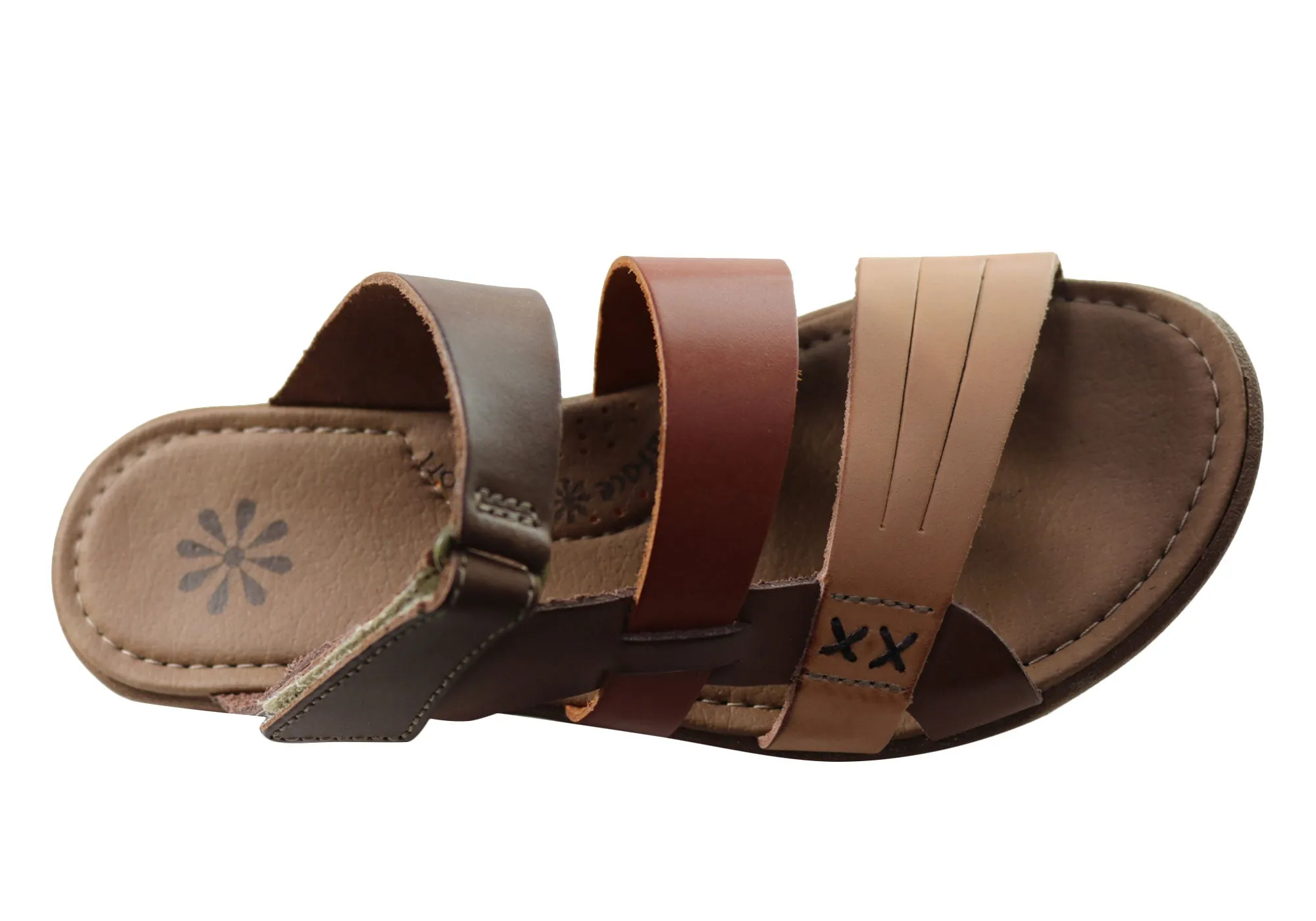 New Face Soma Damen Comfort Leder Slides Sandalen Hergestellt in Brasilien New Face Schuhe