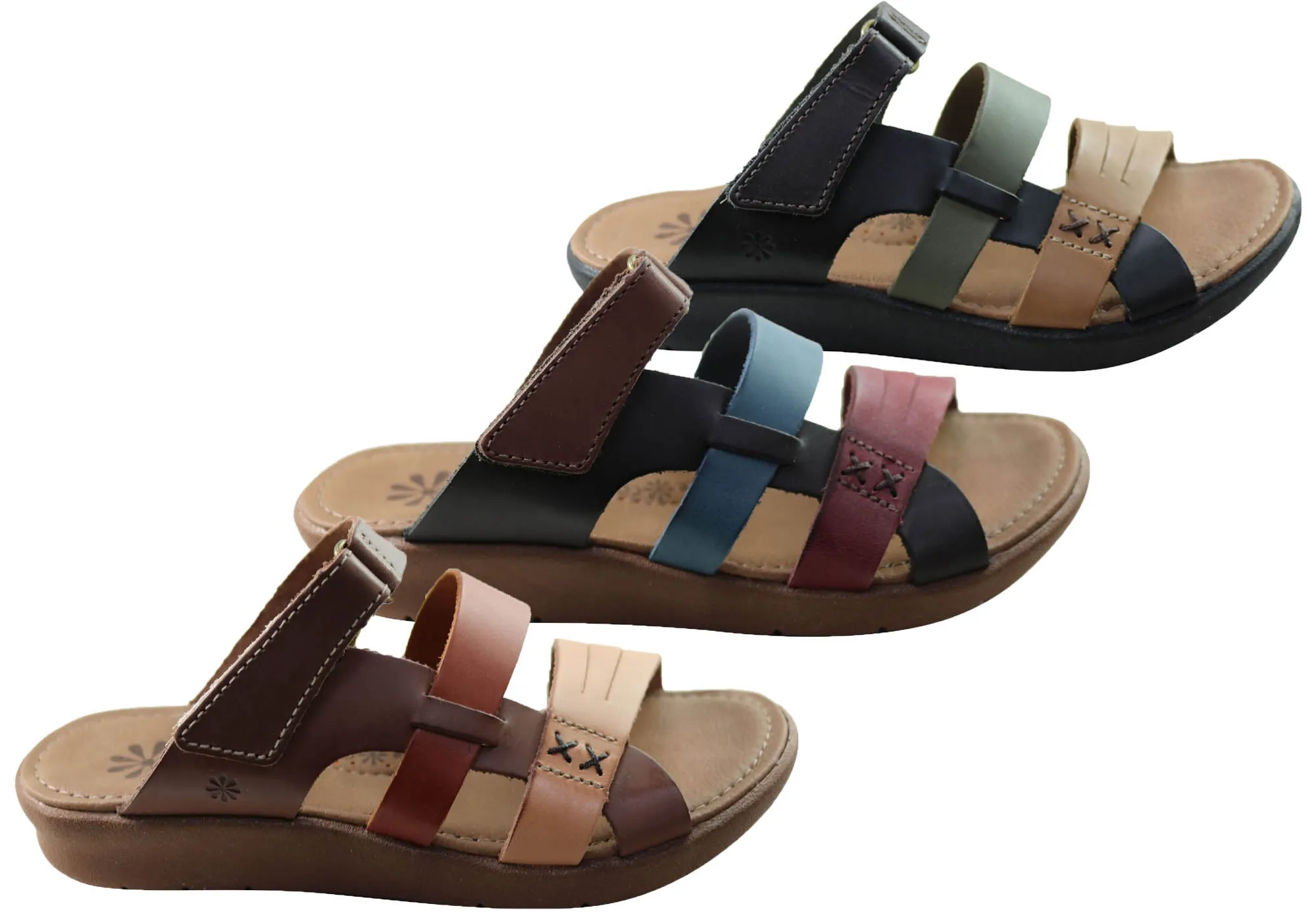 New Face Soma Damen Comfort Leder Slides Sandalen Hergestellt in Brasilien New Face Schuhe