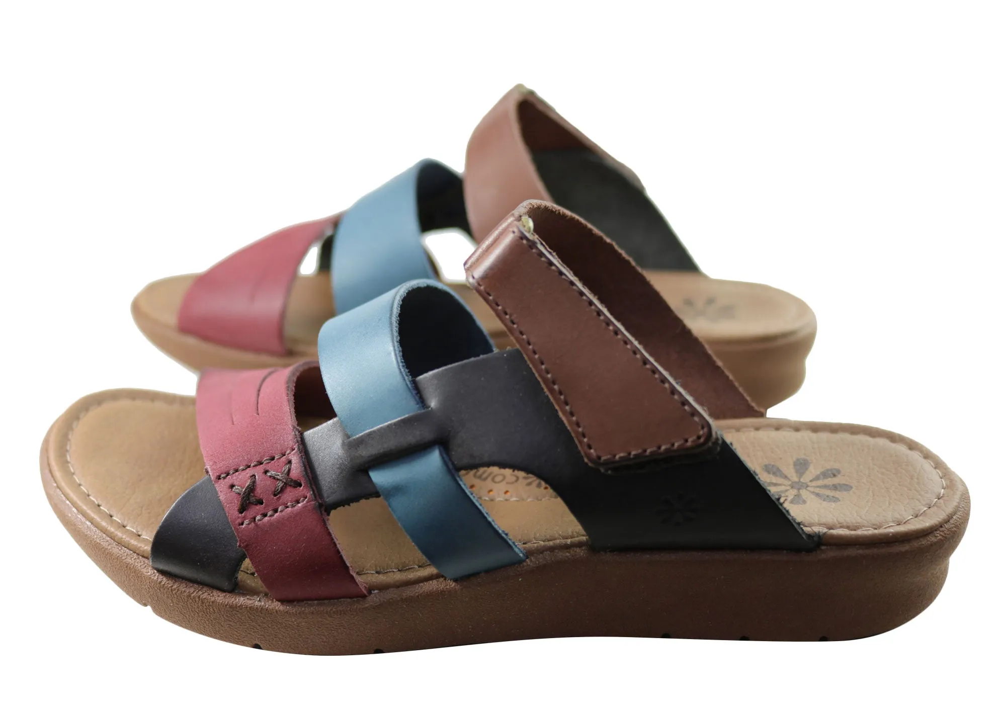New Face Soma Damen Comfort Leder Slides Sandalen Hergestellt in Brasilien New Face Schuhe