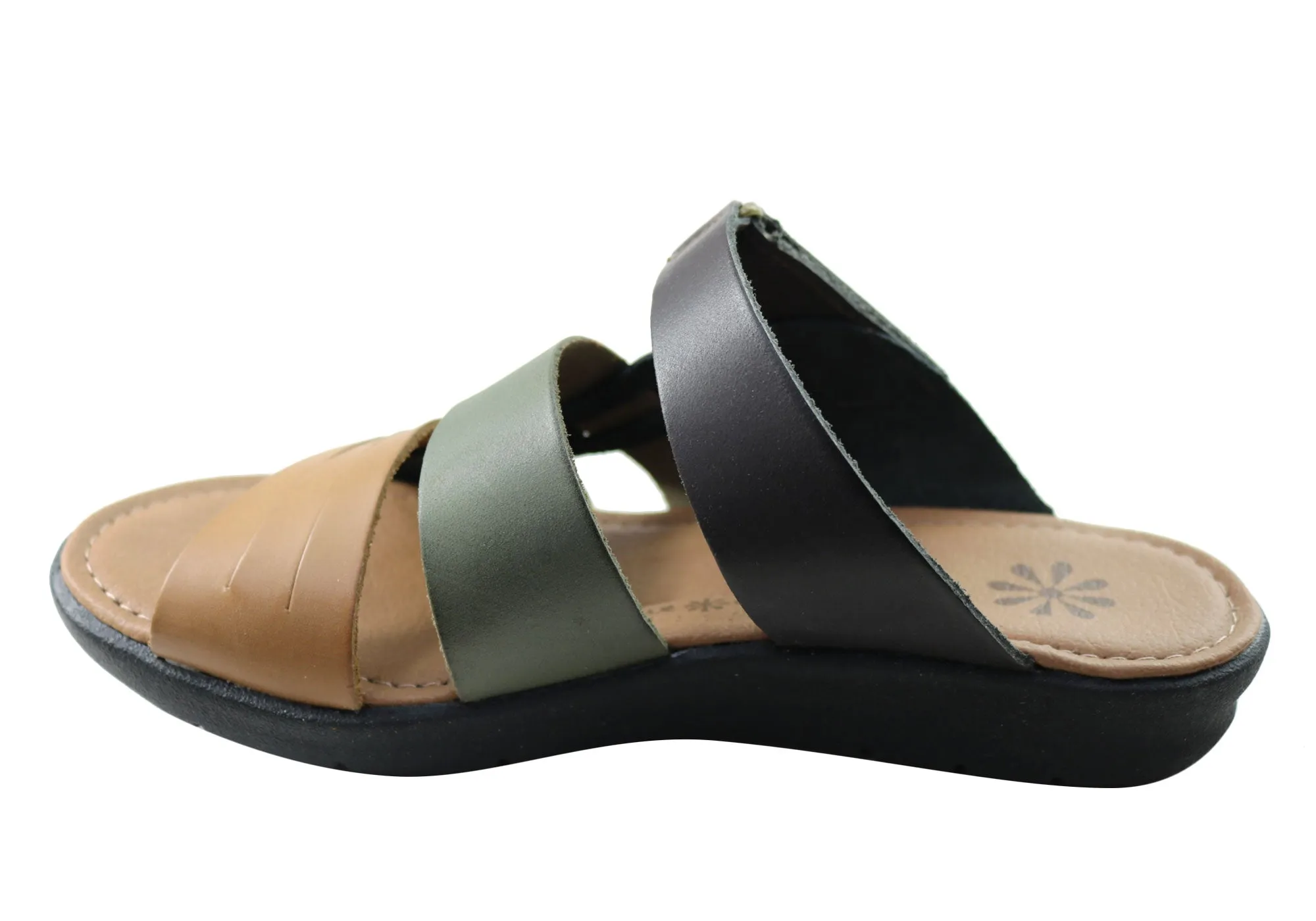 New Face Soma Damen Comfort Leder Slides Sandalen Hergestellt in Brasilien New Face Schuhe