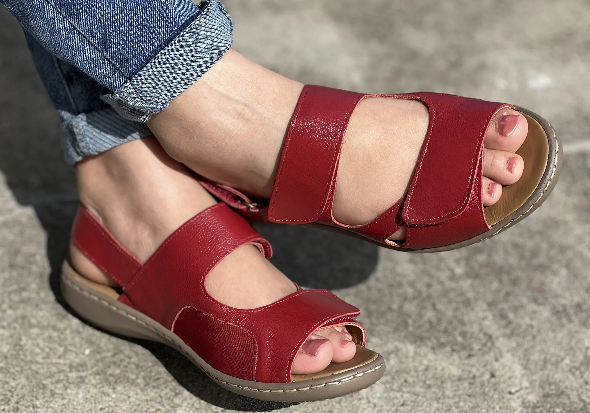 Opananken Eva Damen Bequeme Verstellbare Leder Brasilianische Sandalen Opananken Schuhe
