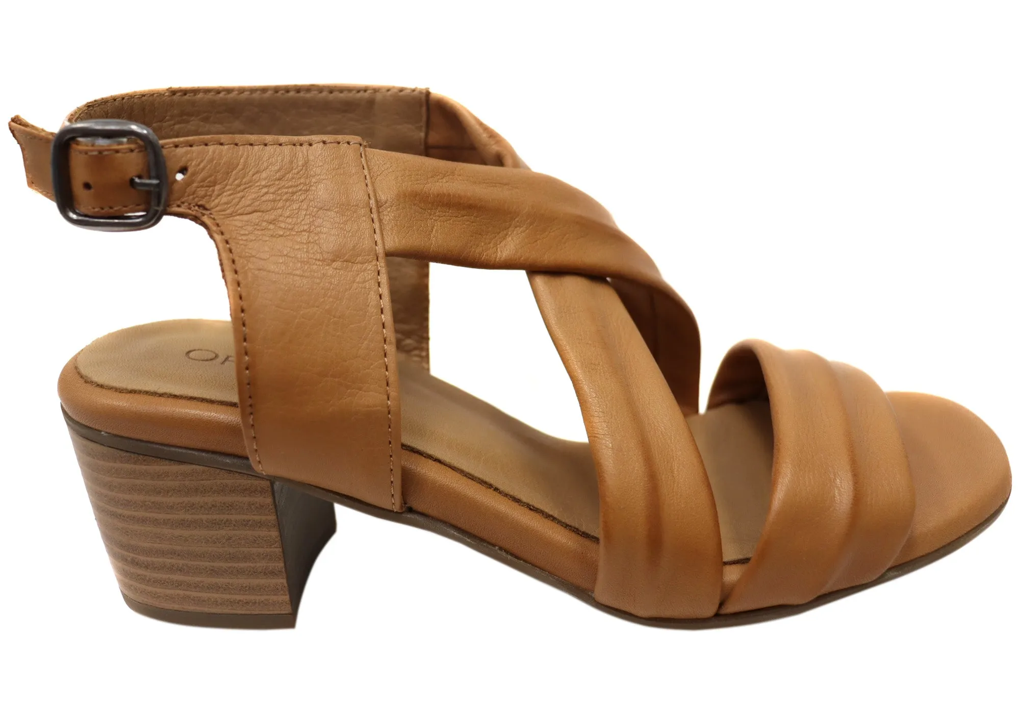Orizonte Auckland Damen Europäische Leder Mittelabsatz Bequeme Sandalen Orizonte Schuhe