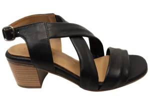 Orizonte Auckland Damen Europäische Leder Mittelabsatz Bequeme Sandalen Orizonte Schuhe