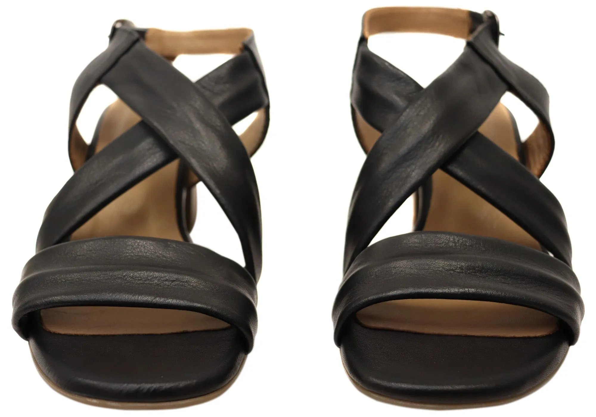 Orizonte Auckland Damen Europäische Leder Mittelabsatz Bequeme Sandalen Orizonte Schuhe