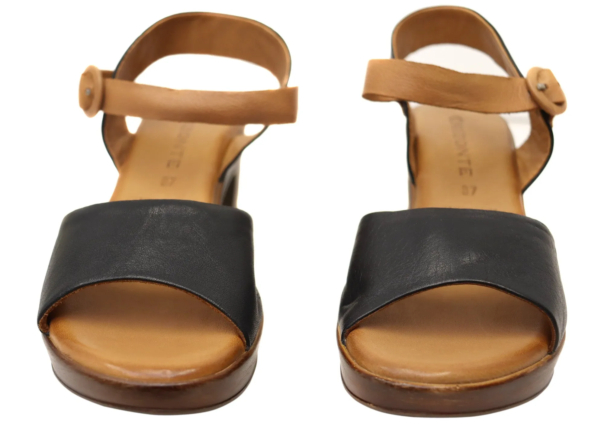 Orizonte Avari Damen Bequeme Europäische Leder High Heels Sandalen Orizonte Schuhe