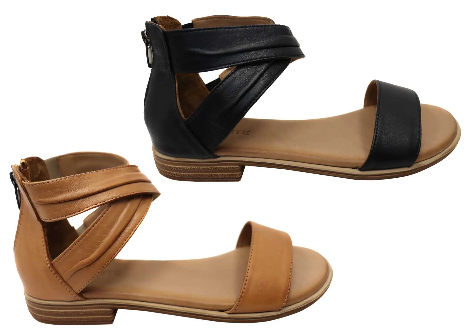 Orizonte Edithvale Damen Bequeme Europäische Ledersandalen Orizonte Schuhe