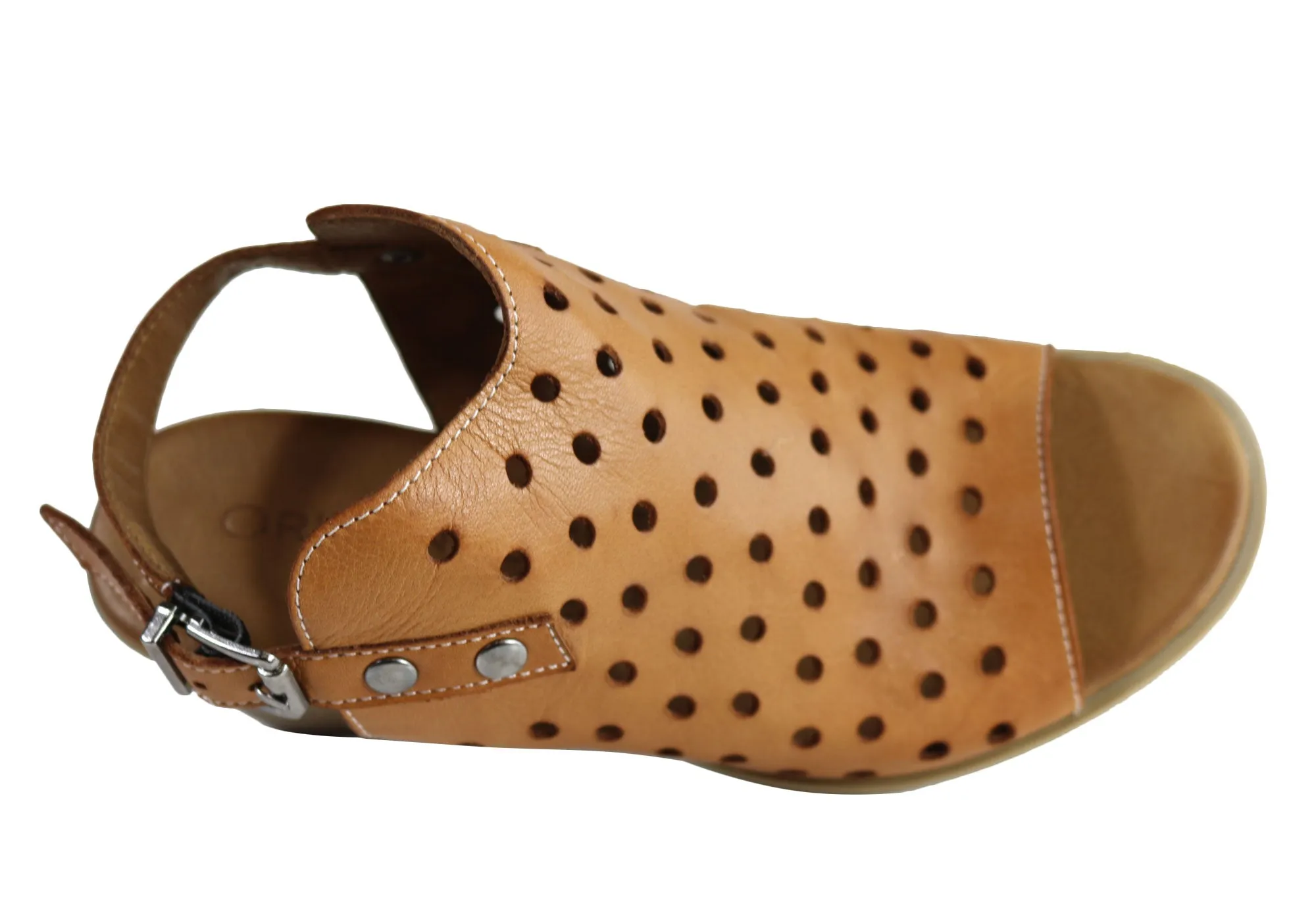 Orizonte Gracie Damen Europäisches Leder Bequeme Sandaletten mit mittlerem Absatz Orizonte Schuhe