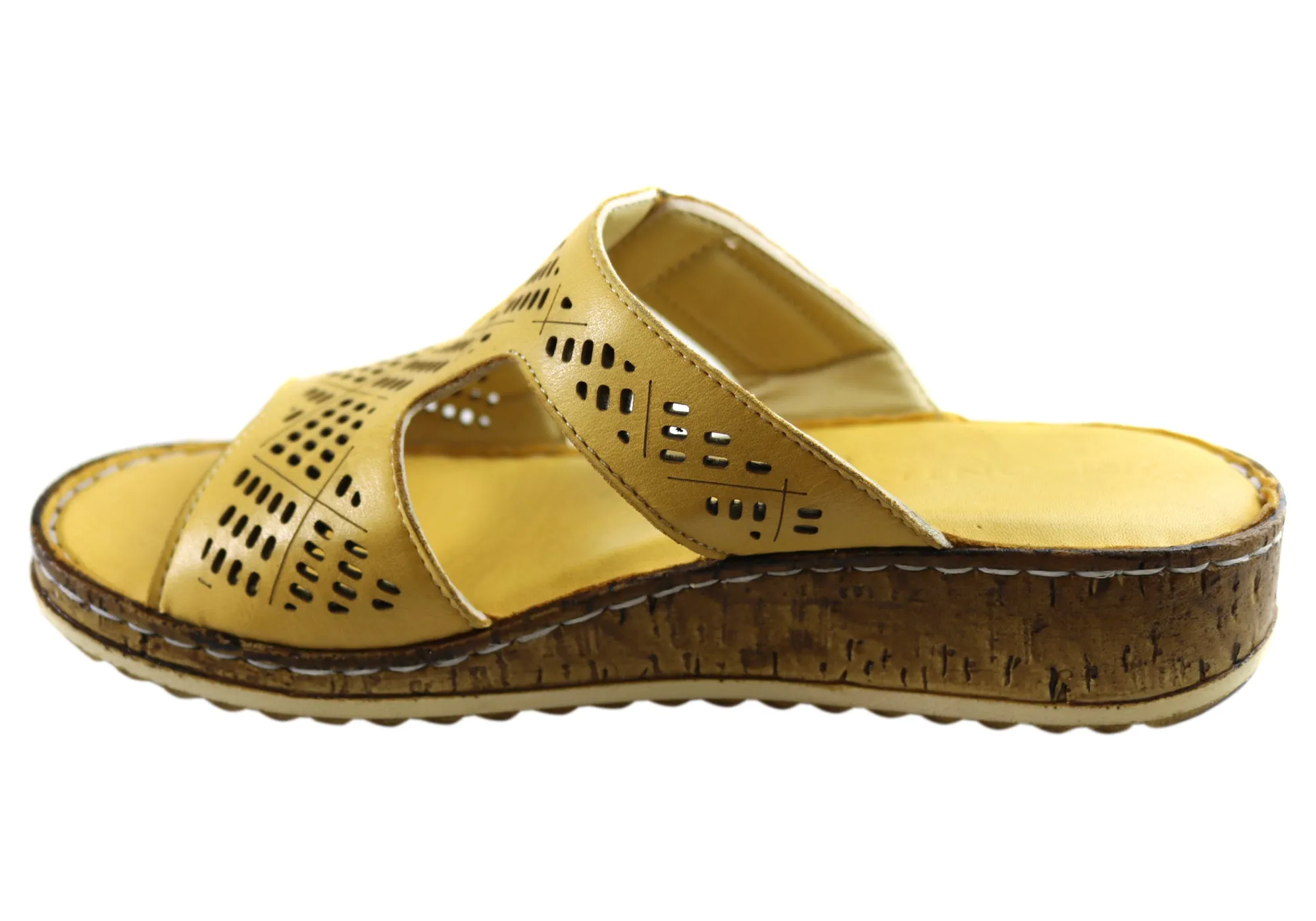 Orizonte Safran Damen Europäische Bequeme Leder Schlappen Sandalen Orizonte Schuhe